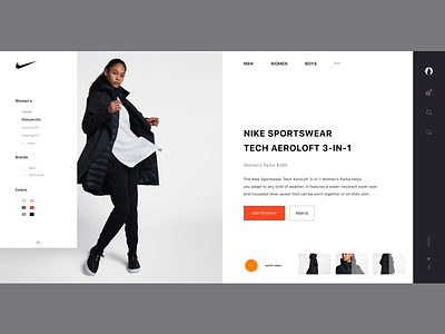 Redesign of Nike Product Description Page design flat header minimal nike product ui website