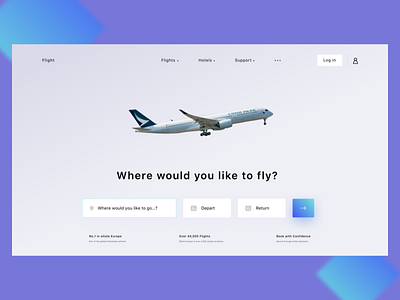 Where would you like to go? airplane flat flight gradient header ticket website