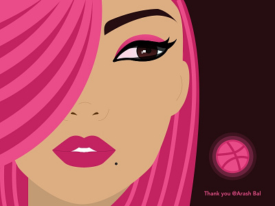 Dribbble Shot colors debut design eyes first shot girl illustration pink portrait shot ui ux
