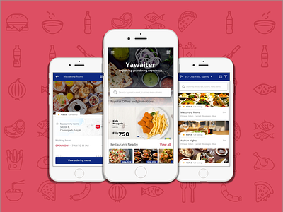 Restaurant app design blue theme designing find restaurants food app mobile app restaurant app search food around shot trending ui ux
