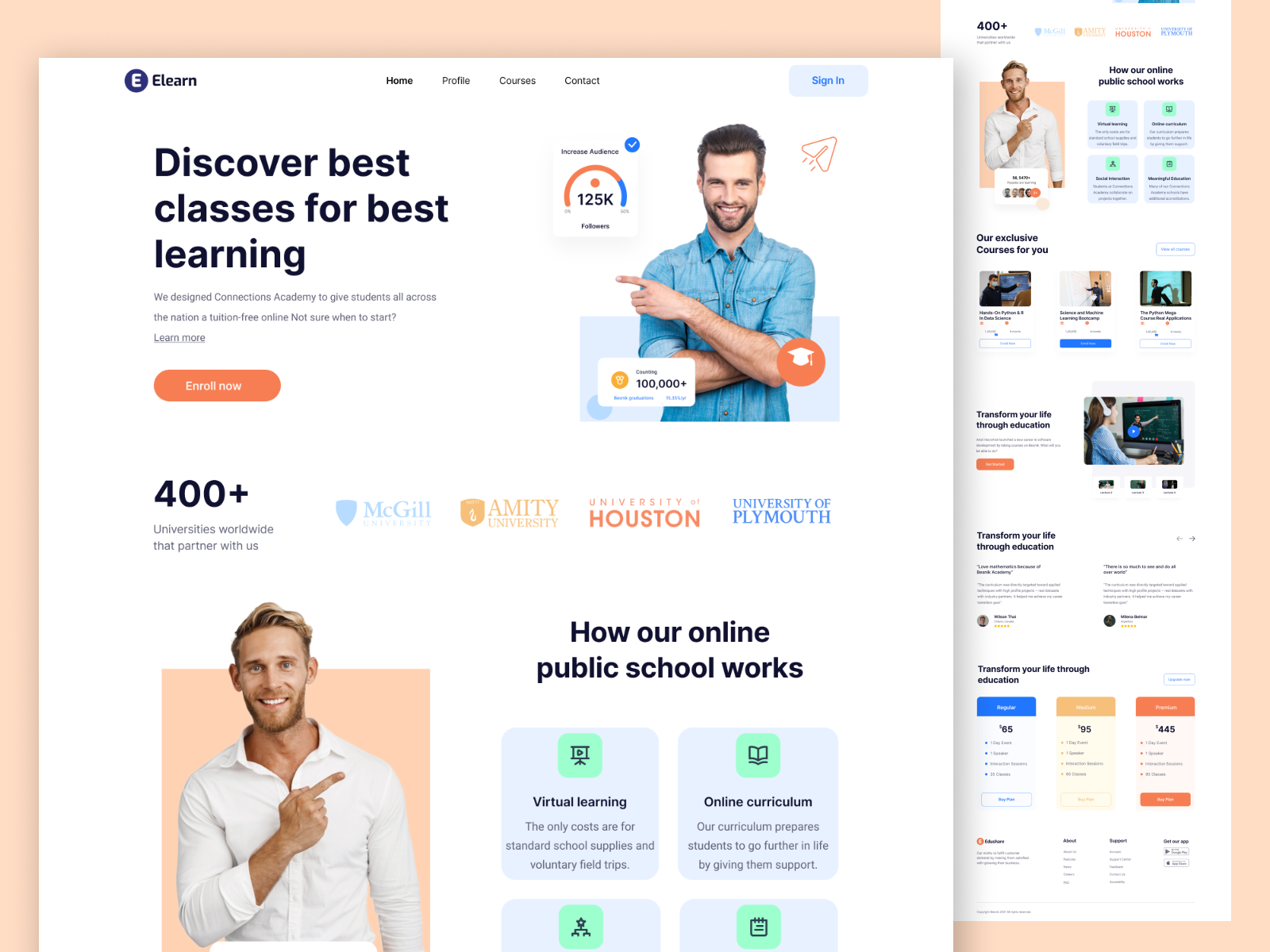 E-learning landing page UI by Kh. Khalid Hosen on Dribbble