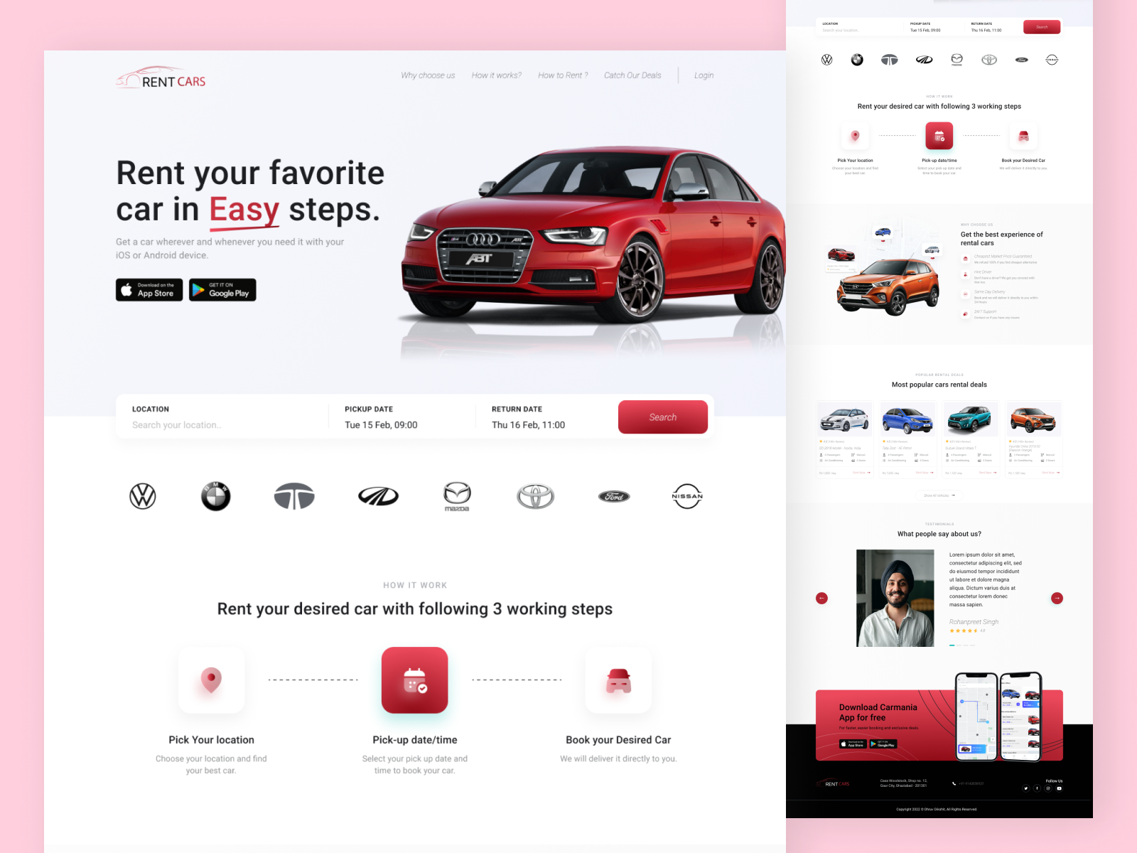 Car Rental Landing Page UI by Kh. Khalid Hosen on Dribbble