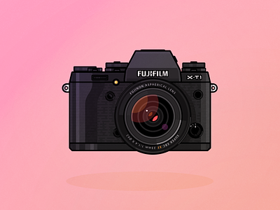 Fuji X-T1 camera flat fuji fujifilm icon illustration lens photography x t1