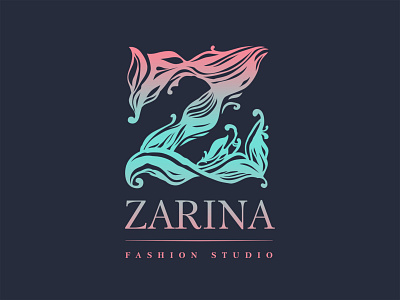 Zarina fashion studio logo calligraphy fashion studio graphic design hair handmade handycraft identity lettering logo waves zarina