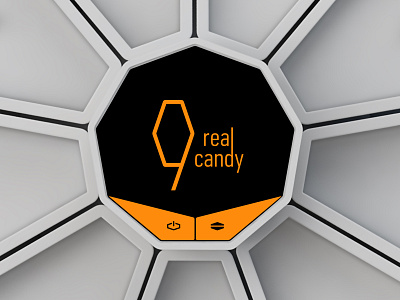 Nine Real Candy – logo and interface automated cook burnt sugar candy candy cook caramel futuristic identity industrial design kitchen device lollipop nine real candy petals product design ui