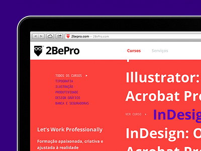 2BePro is online black blue education full width interface professional red website workshops