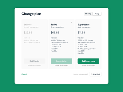 EasyWP Upgrades prices pricing plan product design ui upgrade ux