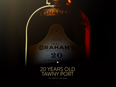 Graham's 20 Years Old Tawny Port bottle brown dark marketing port product red warm web design wine