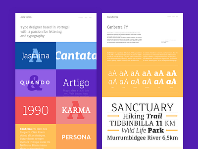 Joana Correia's Website Redesign font portfolio purple typography user interface website