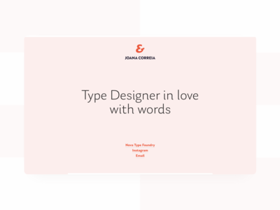 Joana Correia Website landing page personal website pink red typography