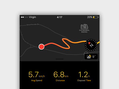 Hiking App – Map app backpacking dark hiking interface ios iphone map navigation night ui user