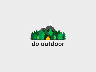 Do Outdoor app illustration flat forest green illustration mountain outdoor pines tent