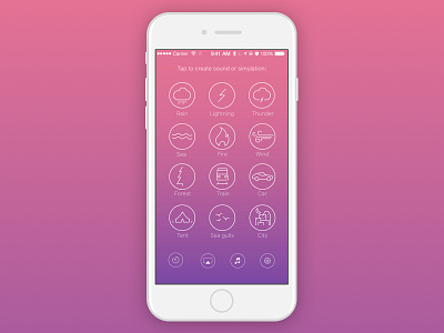 Atmospherical App Main Screen app gradient icons ios iphone meditation mood sounds ui ux