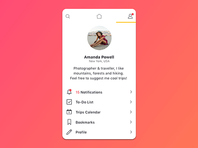Profile Screen app avatar ios minimal profile sf travel ui