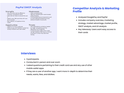 Competitor Analysis & Interviews design research