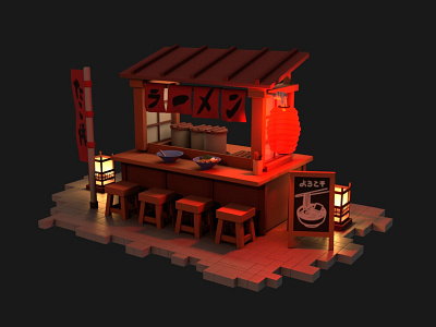 Ramen 3d cute design foodstand illustration japan ramen render