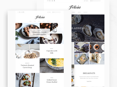 Felicia for Food Bloggers blog card cards contact food interface landing minimal product theme ui ux