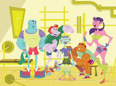 Gym! advertising characterdesign digitalpainting graphic design gym illustration sports startups vector