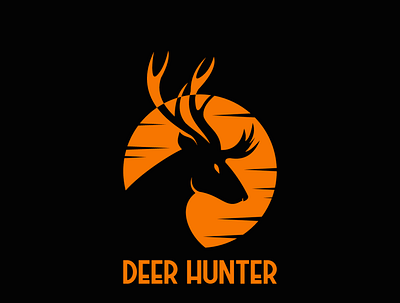 deer hunter sunset logo design graphic design illustration logo vector