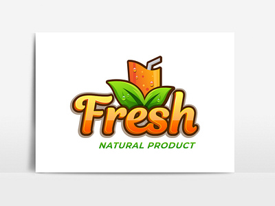Fresh colorful natural juice typography logo template