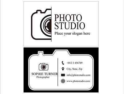 Photography theme black and white camera business card branding design graphic design illustration logo vector