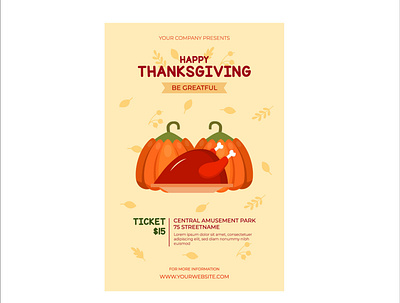 happy thanksgiving day promotional poster design with chicken an branding design graphic design illustration logo vector