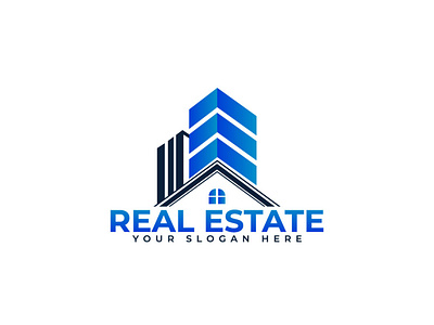 Creative Blue Real Estate Logo Template. Creative Building Conce