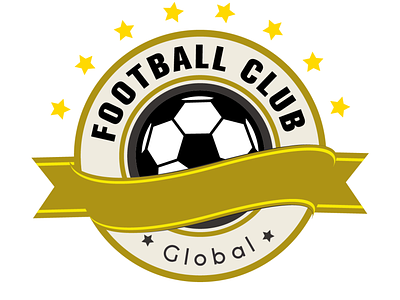 Yellow retro round football club logo