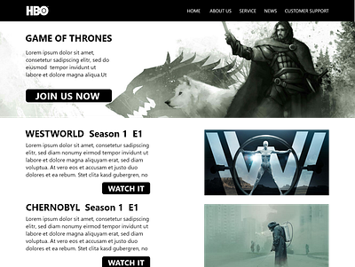 HBO Website design hbo hbo website ui ux