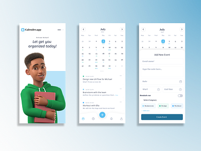 Modern Calendar App app design ui