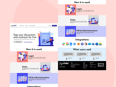 SignHaki eSignature App Landing Page app design illustration landing minimalistic page ui