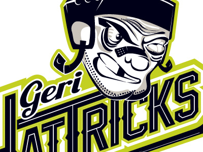 Geri Hattricks hockey illustration logo typography