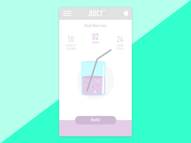 DAILY UI - App Concept "Juicy" app colorfull concept dailyui dropdown gif icon interaction juice menu ui