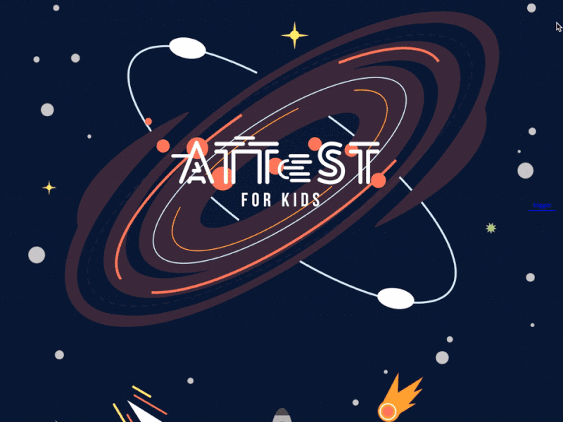 Parallax Home (wip) - ATTEST for kids animated concept flat galaxy icon illustration interaction motion parallax planet rocket scroll