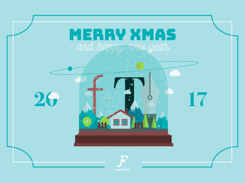Animated Greeting Card 2017 animation card flat gif greetings icon lettering motion snow globe typography winter