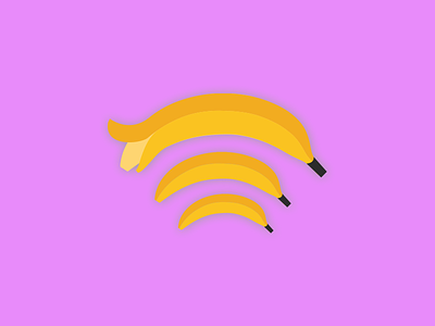 Wi-fi Banana banana concept connection flat fruit funny icon illustration pink wifi yellow