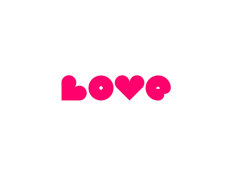 Love - Type animation experiment animated animation brand concept design flat gif heart heartbeat hearts icon lettering logo love minimal motion pink typography