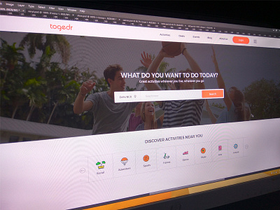 Togedr banner best clean homepage icons interface orange search sport ui ux web