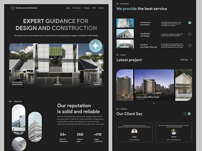Wunderscon Architecture Landing Page architecture branding real estate typhography ui web design
