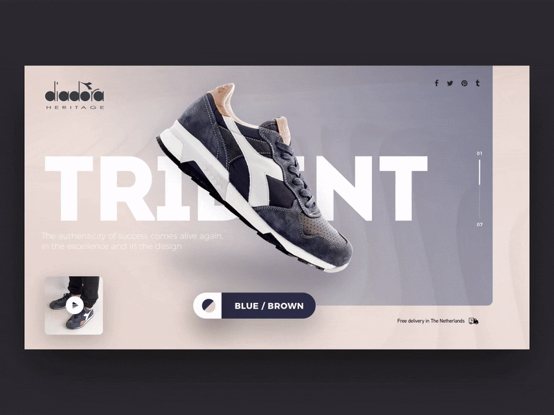 Diadora Heritage UI transitions animations color diadora ecommerce gradient page principal product shoes sneaker ui website