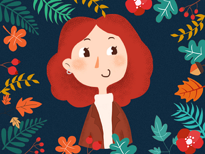Self Portrait illustration，plant，color，girl，