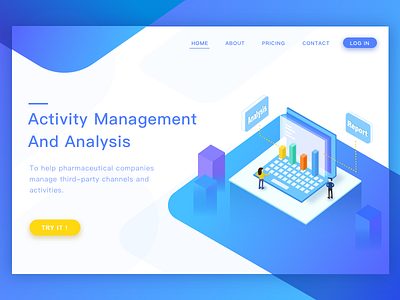 Activity management and analysis blue design illustration web