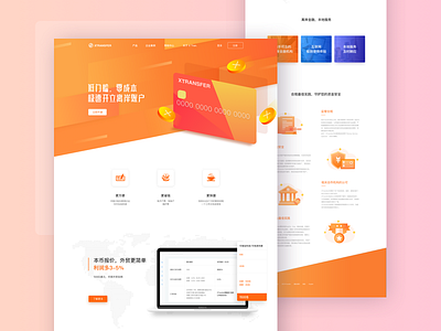 Financial webpage orange，design，web，page，financial