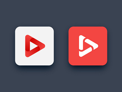 Play Logo abstract app button icon logo music play player red ui video