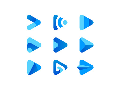 Play Logo Concept audio blue brand concept gradient icon internet logo mark minimal music paper plane play shadow simple triangle video web wifi
