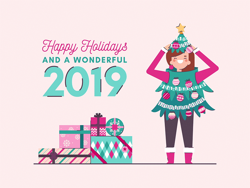 Happy Holidays 🌲🎁 2d animation after effects gif illustration vector art woman