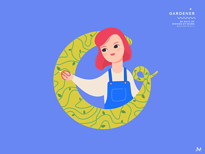 Gardener 36 days of type adobe illustrator character gardener illustration letter g plant vector art woman