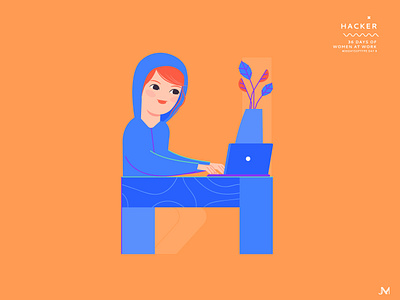 Hacker 36 days of type adobe illustrator character hacker illustration letter h vector art woman