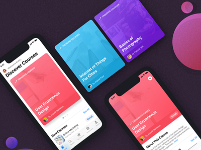 e-learning app app debut debutshot ios 12 native app ui ux vector