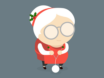 Granny Claus character character design christmas grandma holly illustration illustrator knitting smile vector wool